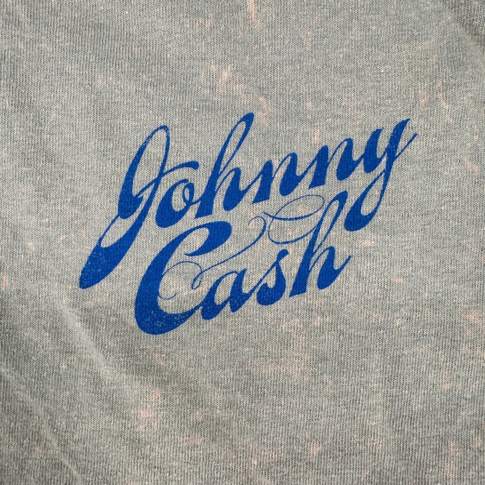 Johnny Cash Gray T-Shirt Rock Retro Red Blue Short Sleeve Crew Neck XL Unsex - Picture 5 of 5